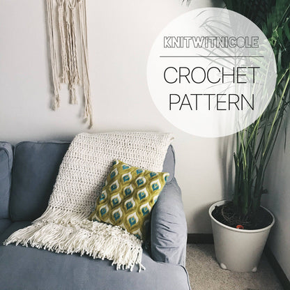 Chunky Blanket Crochet PATTERN | Cozy Crochet | Full Queen King Size Afghan | Neutral Minimalist Throw | Easy Beginner Crochet Pattern