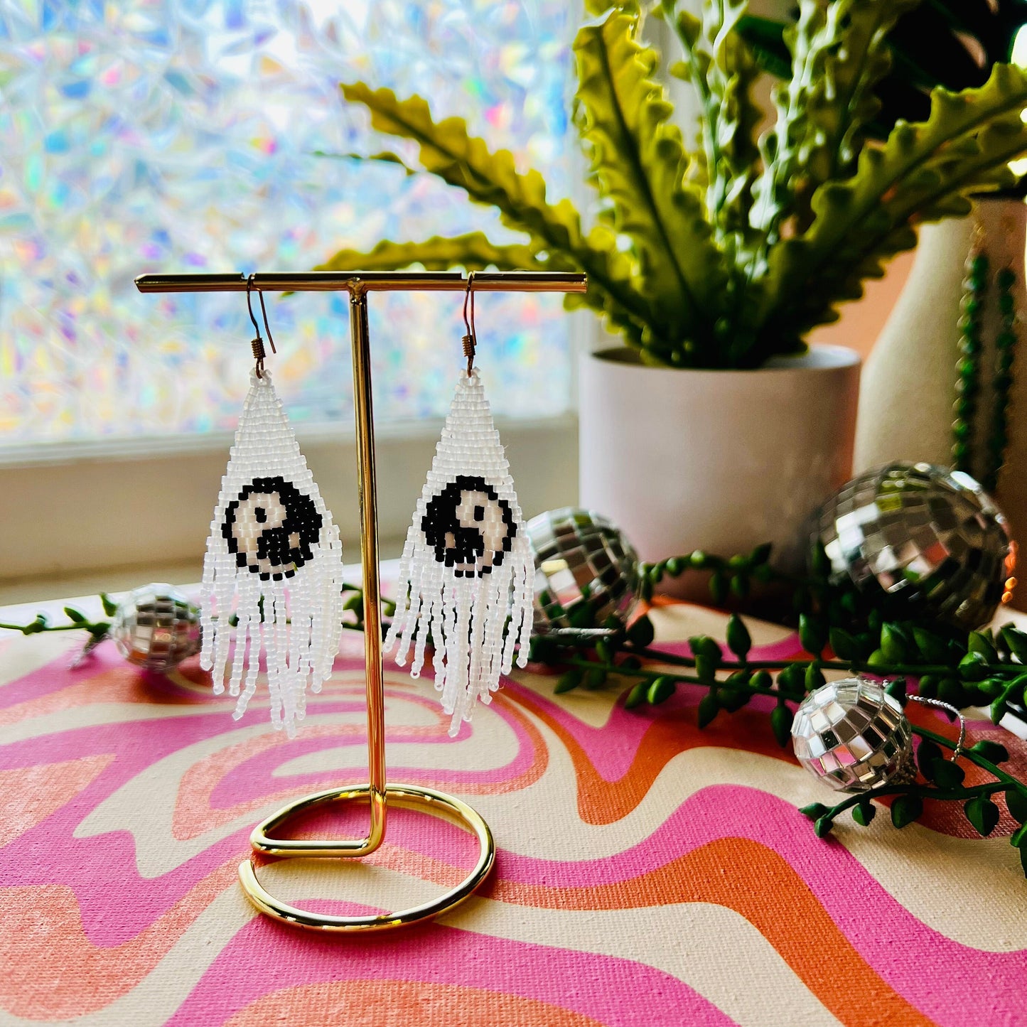 Beaded Yin-Yang Y2K Earrings