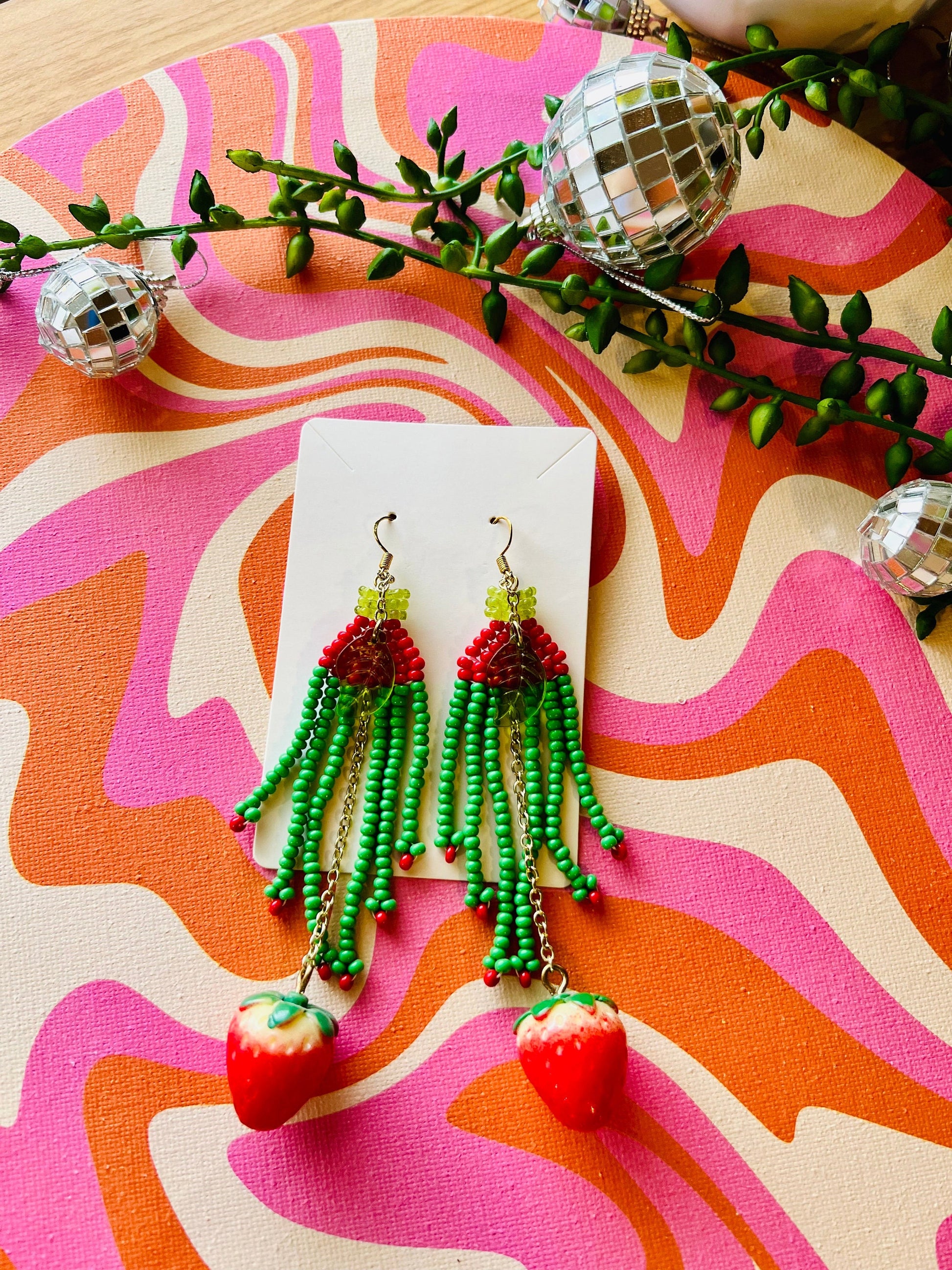 Strawberry Patch Beaded Y2K Earrings