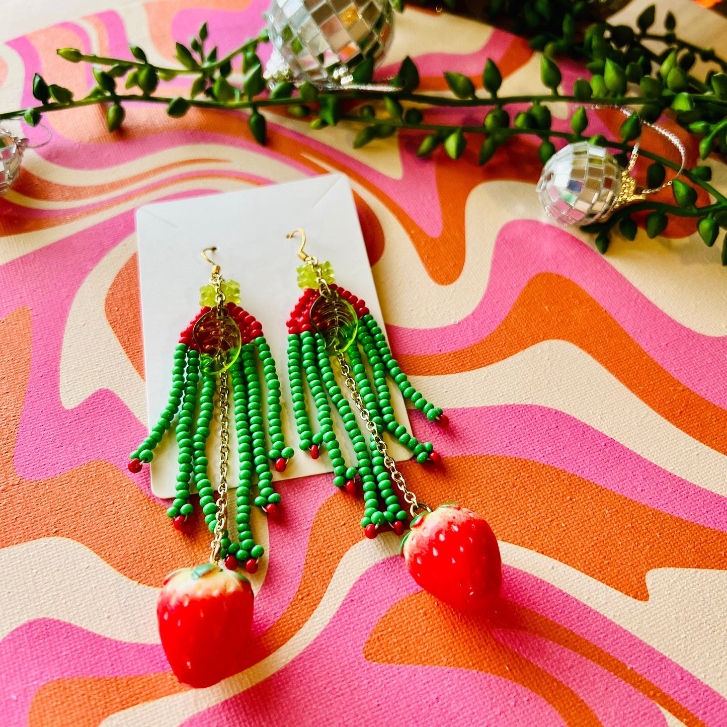 Strawberry Patch Beaded Y2K Earrings