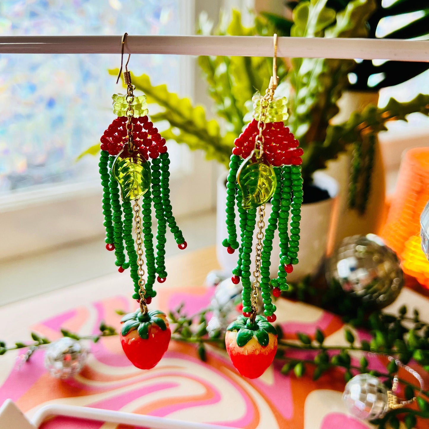 Strawberry Patch Beaded Y2K Earrings