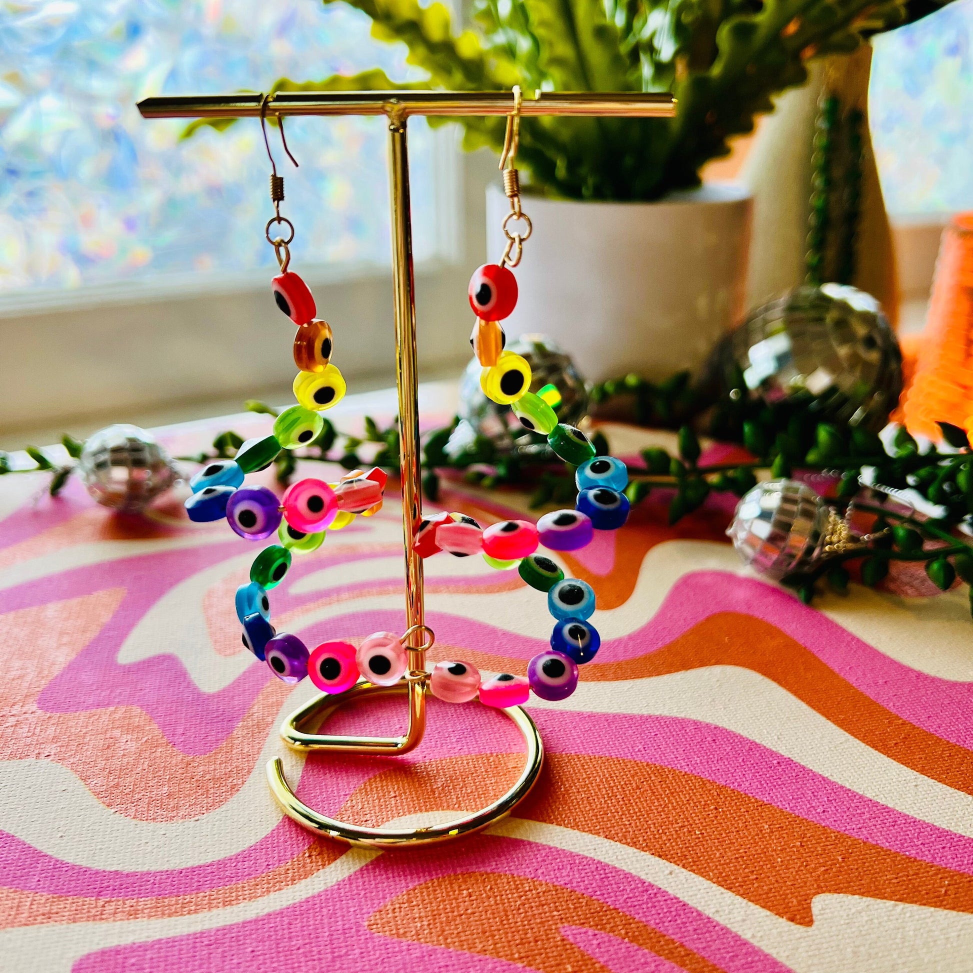 Rainbow Spiral &quot;Evil Eye&quot; Earrings