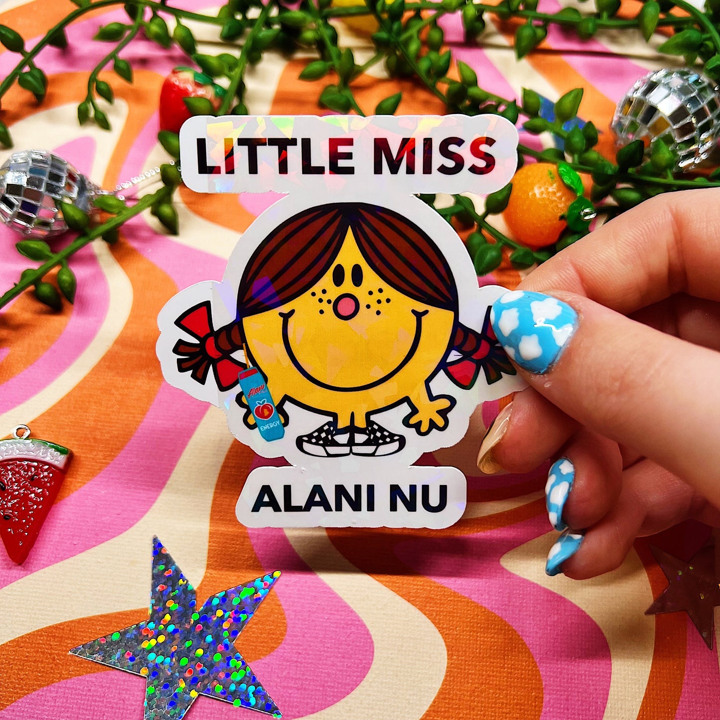 Little Miss Alani Nu Energy Drink Sticker | Cute Gift for Caffeine Addicts | Gym Girlies Preworkout Lover Decal Funny SugarFree Kimade Cans