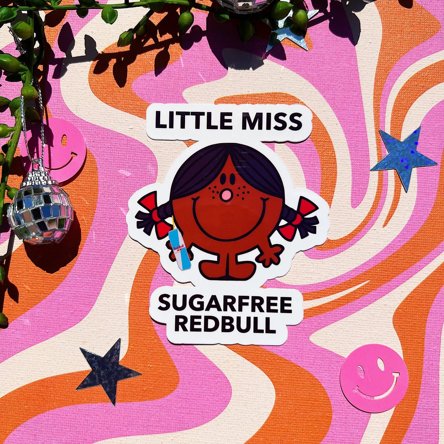 Little Miss Sugarfree Redbull Energy Drink Sticker | Cute Gift for Caffeine Addicts | It Gives You Wings | Zero Sugar Gift for Tired Girlies