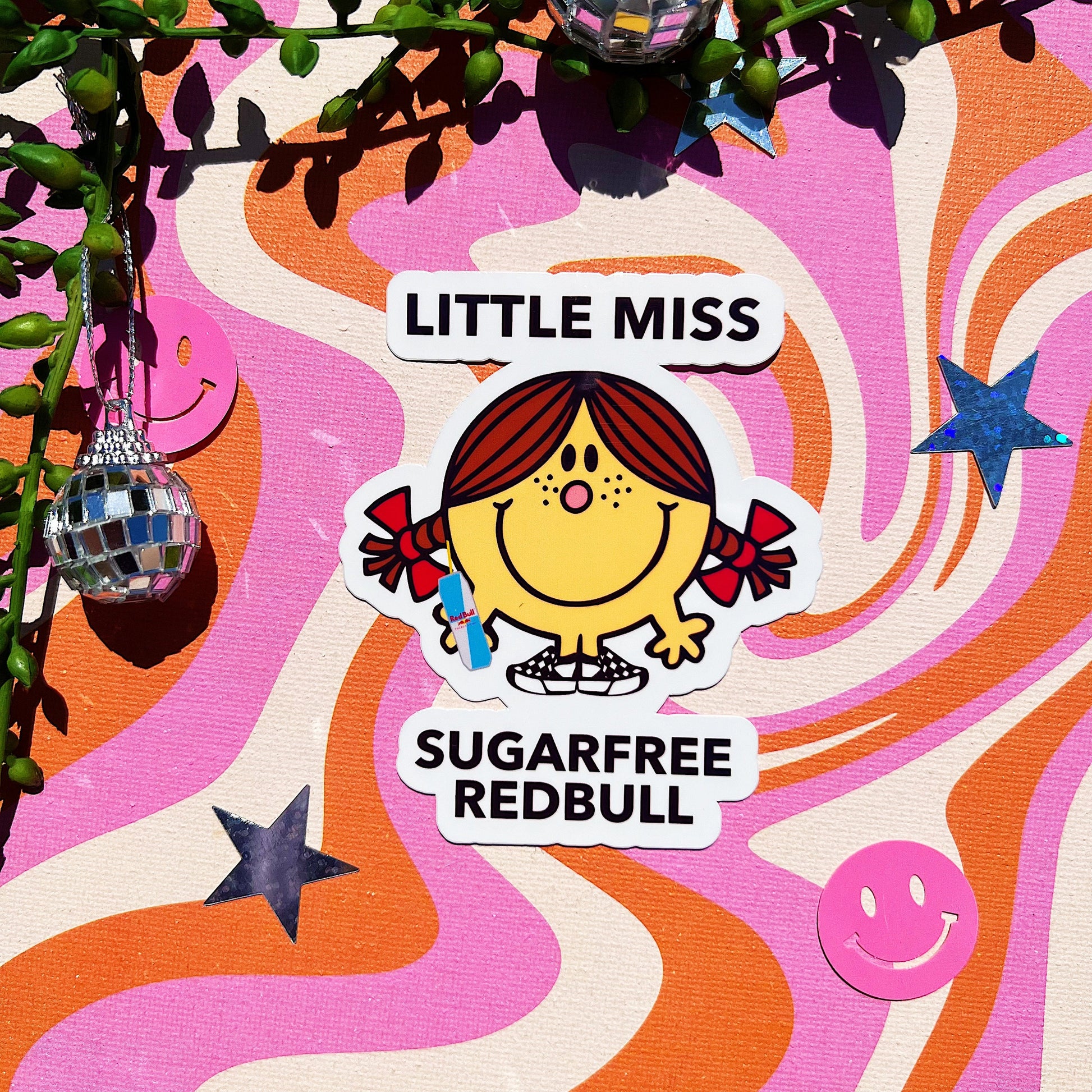 Little Miss Sugarfree Redbull Energy Drink Sticker | Cute Gift for Caffeine Addicts | It Gives You Wings | Zero Sugar Gift for Tired Girlies