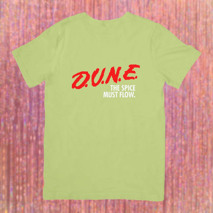 DUNE timothee chalamet tshirt D.A.R.E. 90s nostalgia sci-fi vinyl geeky Frank Herbert book sci-fi dare to resist drugs and violence the spice must flow Lisan al-Gaib house atreides may thy knife chip and shatter chani fayd rautha y2k zendaya austin