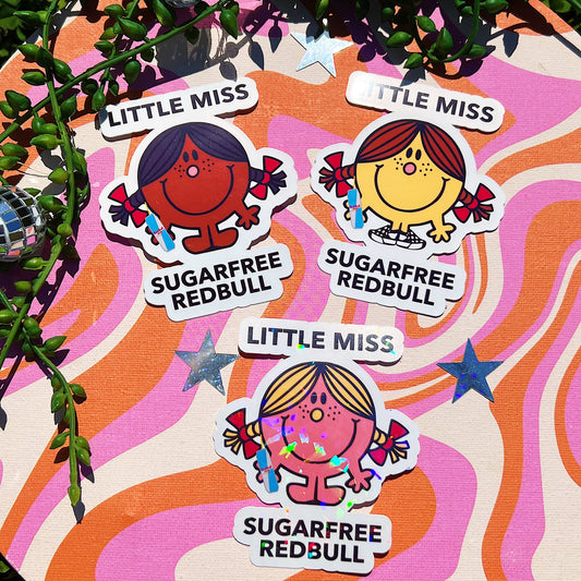 Little Miss Sugarfree Redbull Energy Drink Sticker | Cute Gift for Caffeine Addicts | It Gives You Wings | Zero Sugar Gift for Tired Girlies