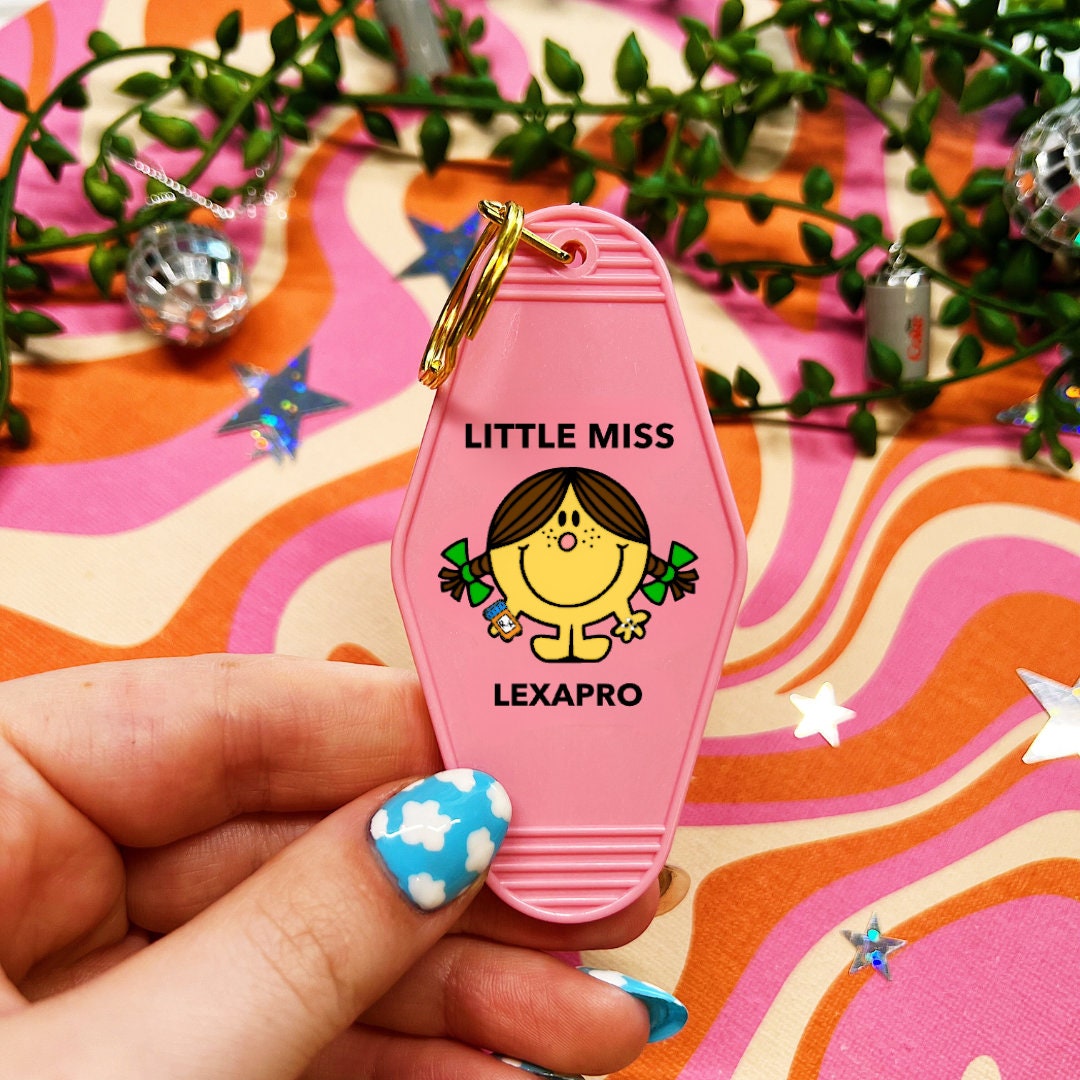 Little Miss Lexapro Motel Keychain | Y2K Cute Mental Health Anxiety SSRI Awareness Gift