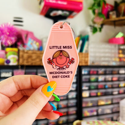 Little Miss McDonald's Diet Coke Motel Keychain | Cute Gift for Diet Coke Lovers & Addicts