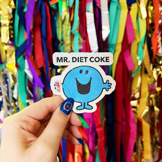 Mr. Diet Coke Sticker Decal | Little Miss and Mr. Men Y2K Cartoon Nostalgia | For Diet Coke Lovers | Cute Gift Idea Boyfriend Husband Fiance