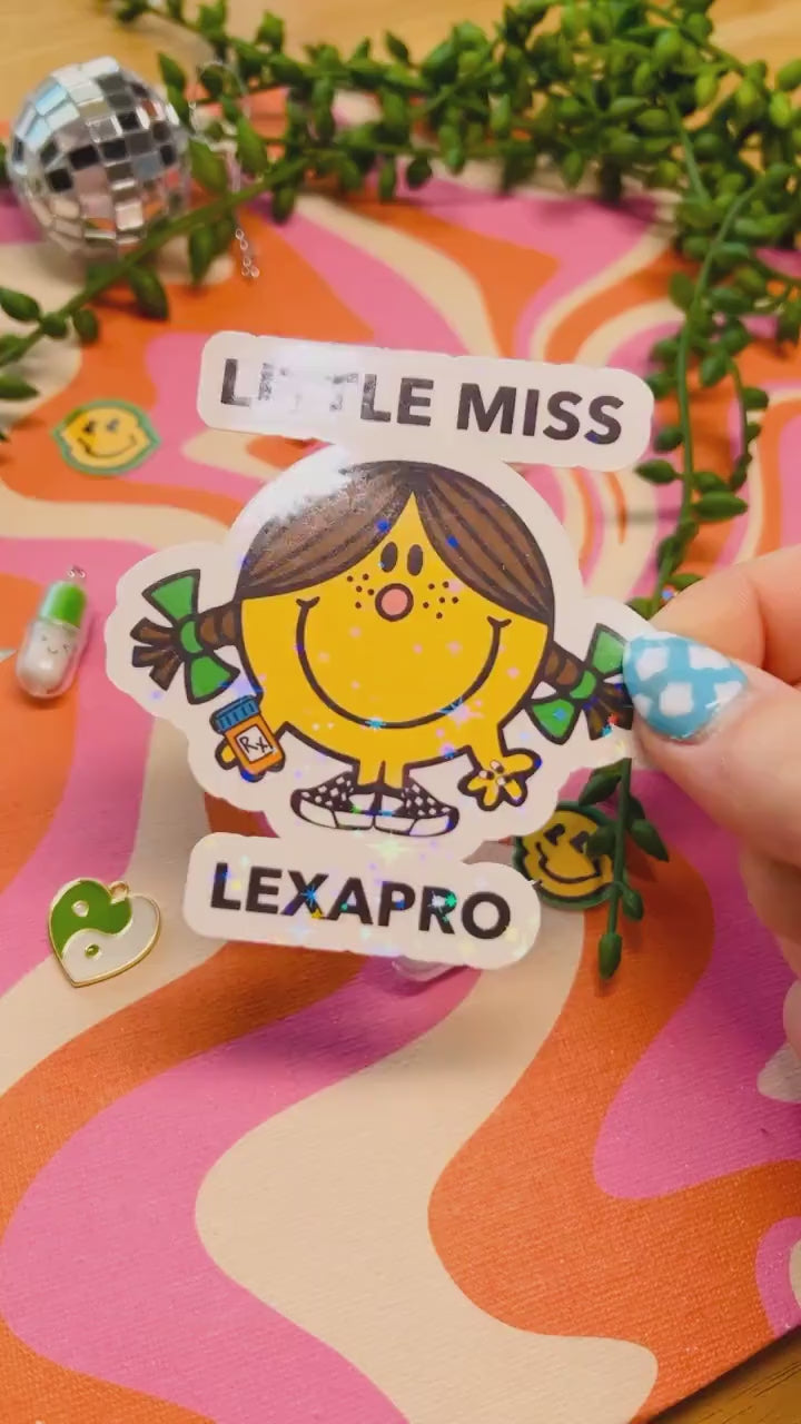 Little Miss Lexapro Sticker | Y2K Cute Mental Health Matters Medication Anxiety SSRI Awareness Decal Gift | Inner Child Millennial TikTok