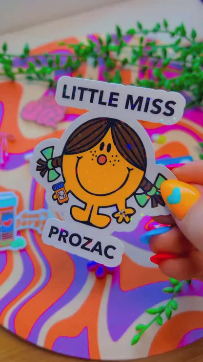 Little Miss Prozac Sticker | Y2K Cute Mental Health Matters Medication Anxiety SSRI Awareness Decal Gift | Inner Child Millennial TikTok