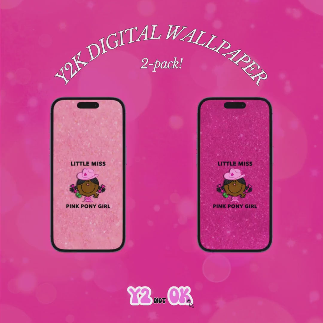 Little Miss Pink Pony Girl Wallpaper 2-Pack Digital Download | Chappell Roan Midwest Y2K Cute | High Res iOS Android Background Lock Screen