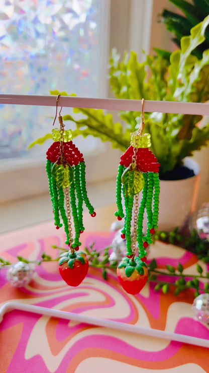 Strawberry Patch Beaded Y2K Earrings