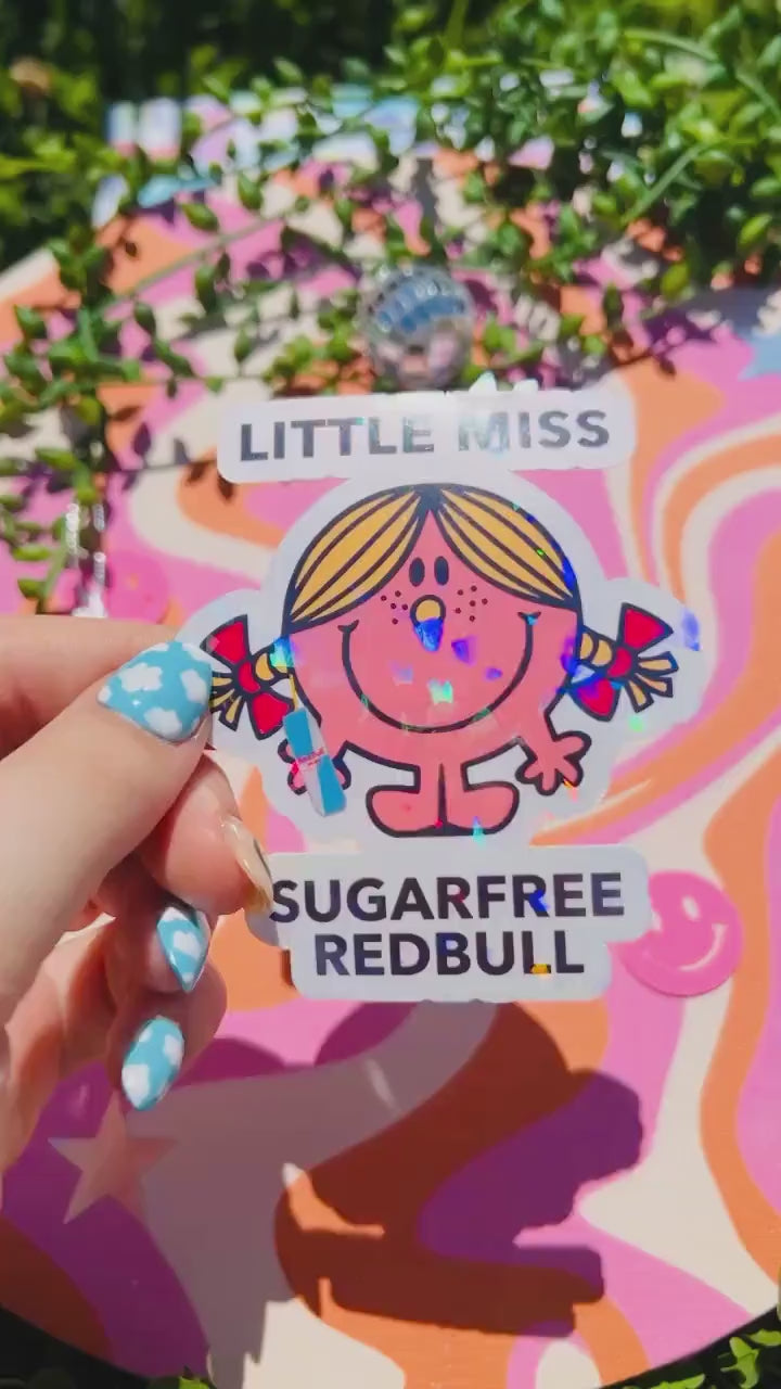 Little Miss Sugarfree Redbull Energy Drink Sticker | Cute Gift for Caffeine Addicts | It Gives You Wings | Zero Sugar Gift for Tired Girlies