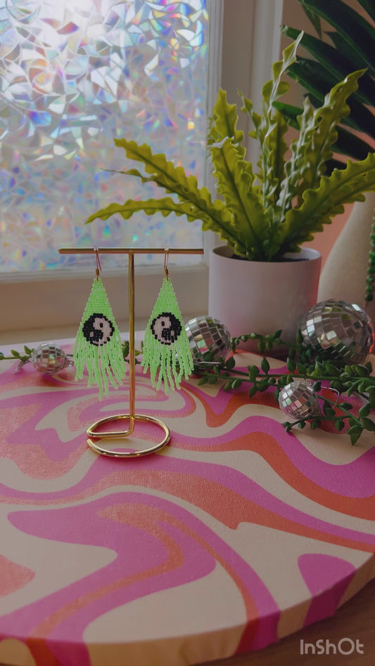 Beaded Yin-Yang Y2K Earrings