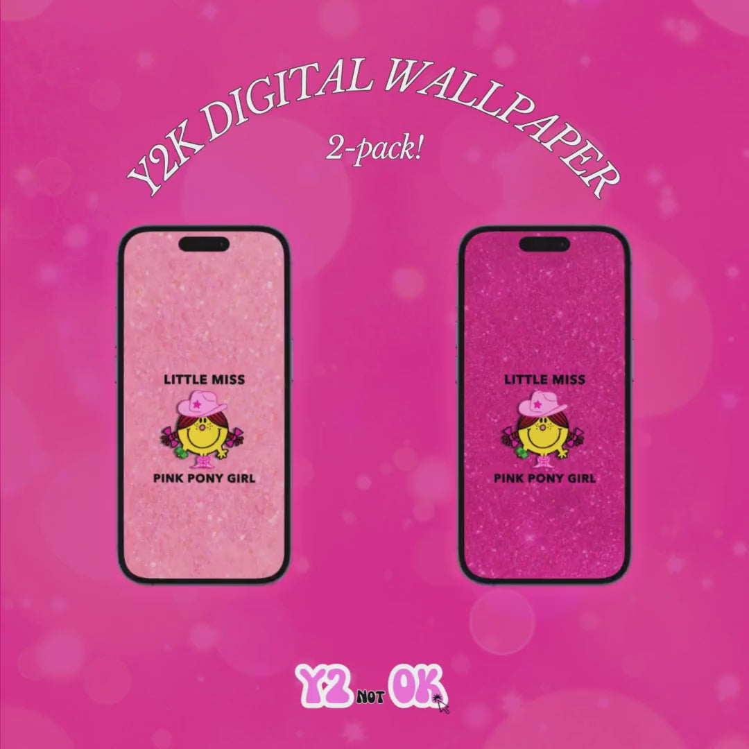 Little Miss Pink Pony Girl Wallpaper 2-Pack Digital Download | Chappell Roan Midwest Y2K Cute | High Res iOS Android Background Lock Screen